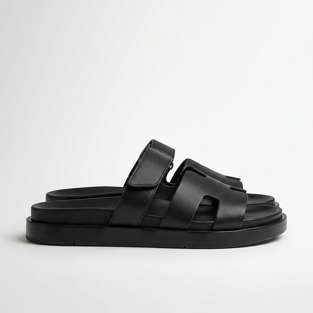 Chypre Sandals in black leather